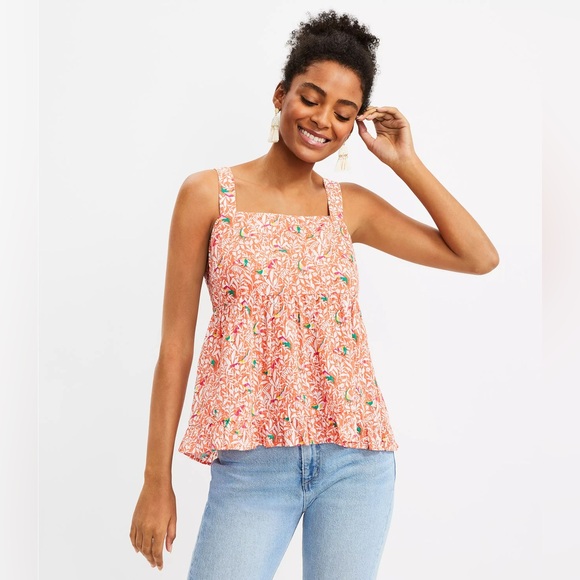 LOFT Petite Bird Tie Back Peplum Cami - Picture 2 of 3